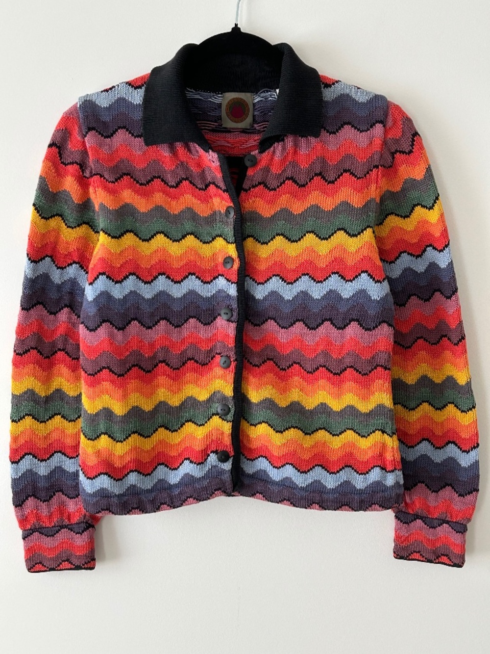 Millma Bolivia Handloomed 100% Pima Cotton Multicolor Striped Button Cardigan